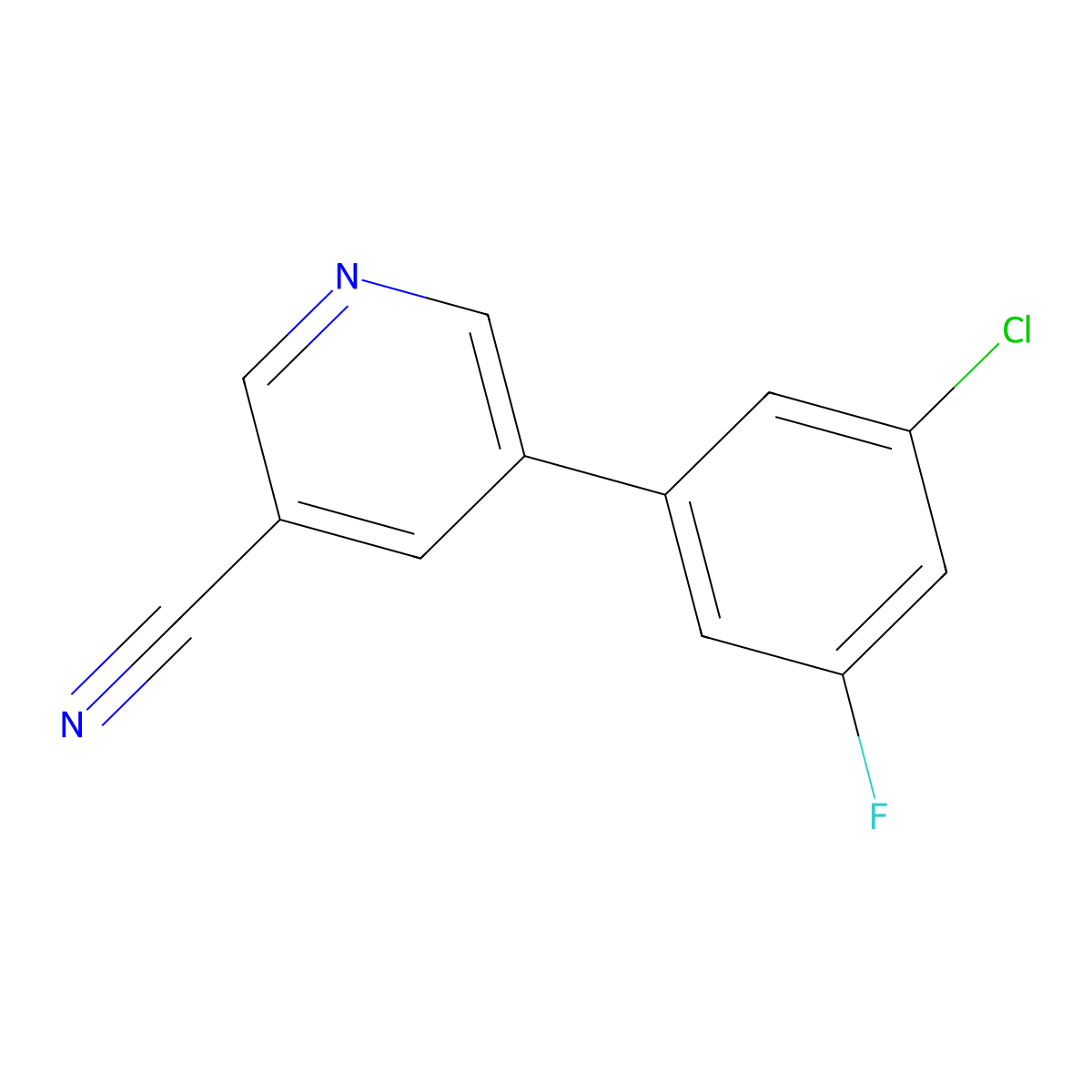 5-(3-Chloro-5-fluorophenyl)nicotinonitrile molecular structure, CAS 1346692-18-9
