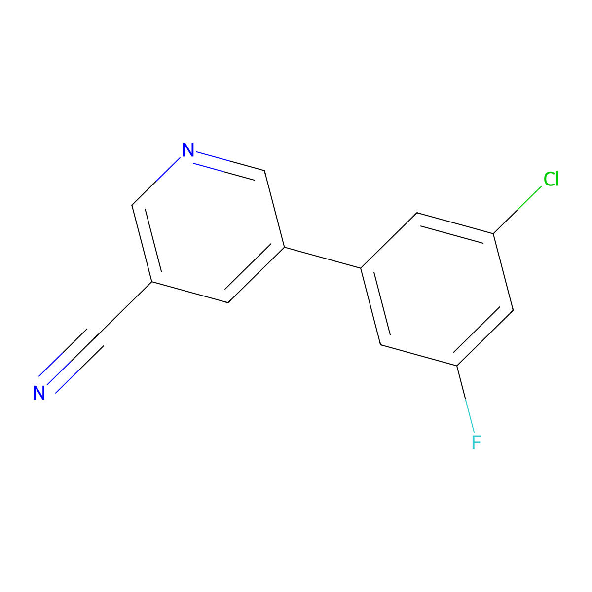5-(3-Chloro-5-fluorophenyl)nicotinonitrile molecular structure, CAS 1346692-18-9