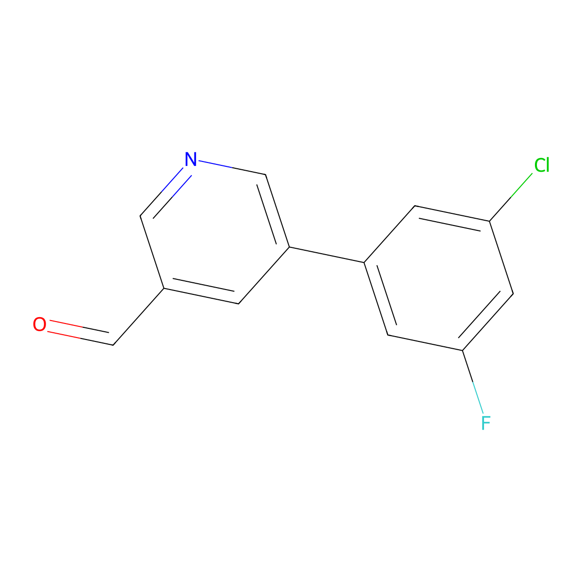 5-(3-Chloro-5-fluorophenyl)nicotinaldehyde molecular structure, CAS 1346692-20-3