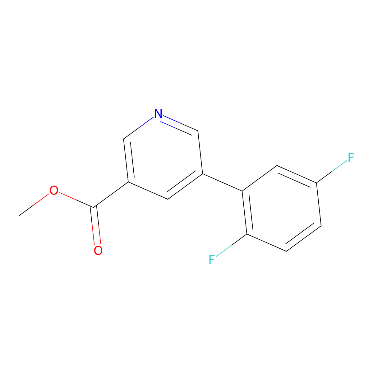 Methyl 5-(2,5-difluorophenyl)nicotinate molecular structure, CAS 1346692-22-5