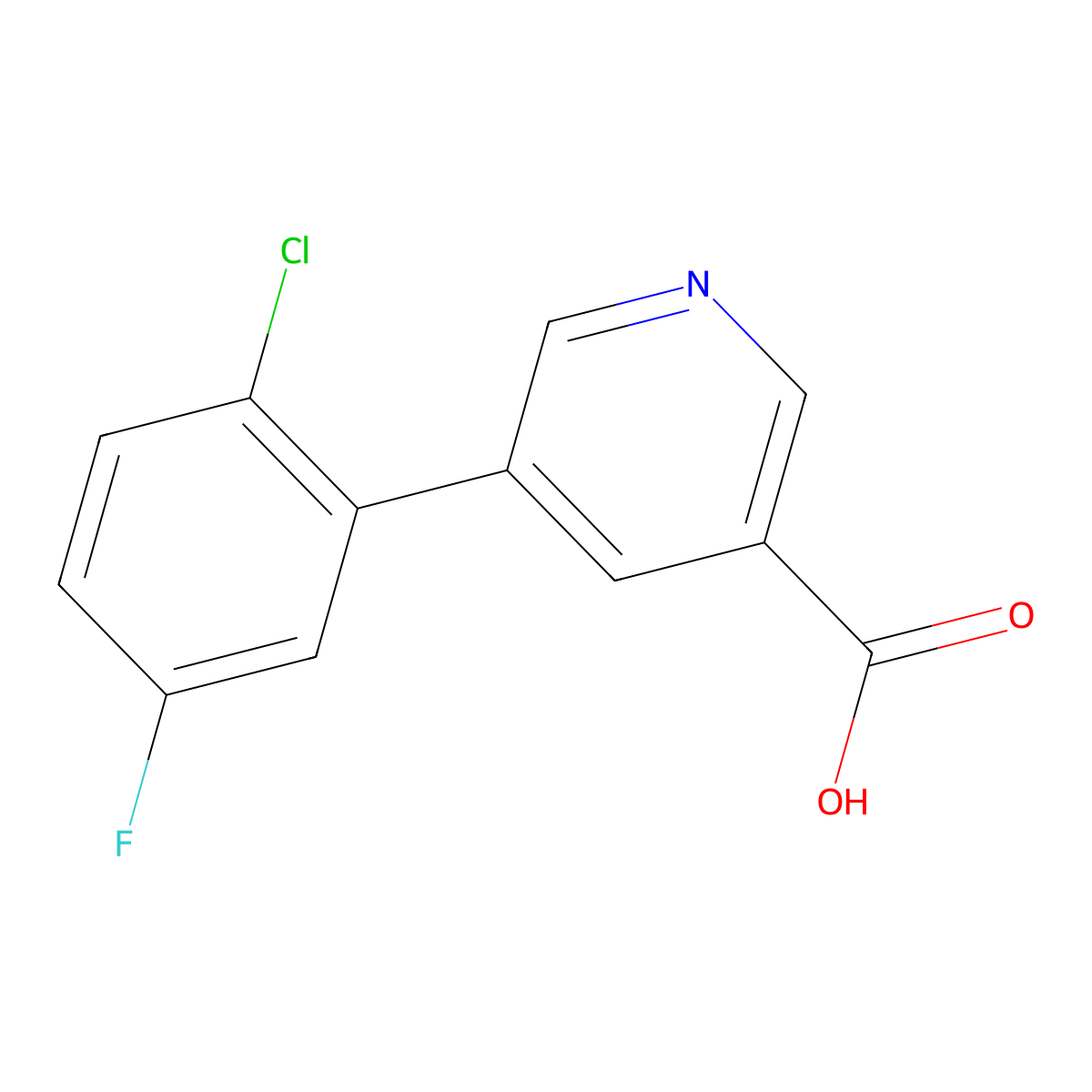 5-(2-Chloro-5-fluorophenyl)nicotinic acid molecular structure, CAS 1346692-26-9