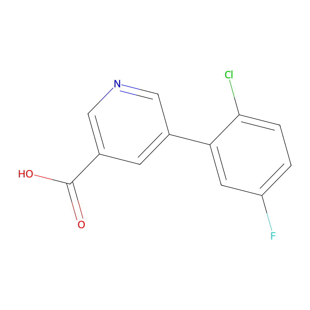 5-(2-Chloro-5-fluorophenyl)nicotinic acid molecular structure, CAS 1346692-26-9