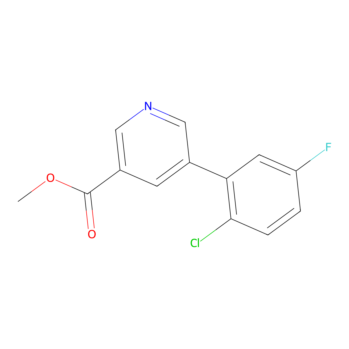 Methyl 5-(2-chloro-5-fluorophenyl)nicotinate molecular structure, CAS 1346692-27-0