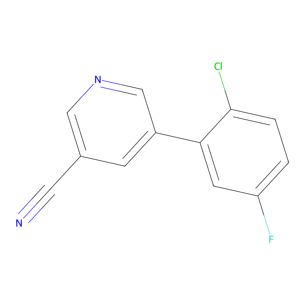 5-(2-Chloro-5-fluorophenyl)nicotinonitrile molecular structure, CAS 1346692-29-2