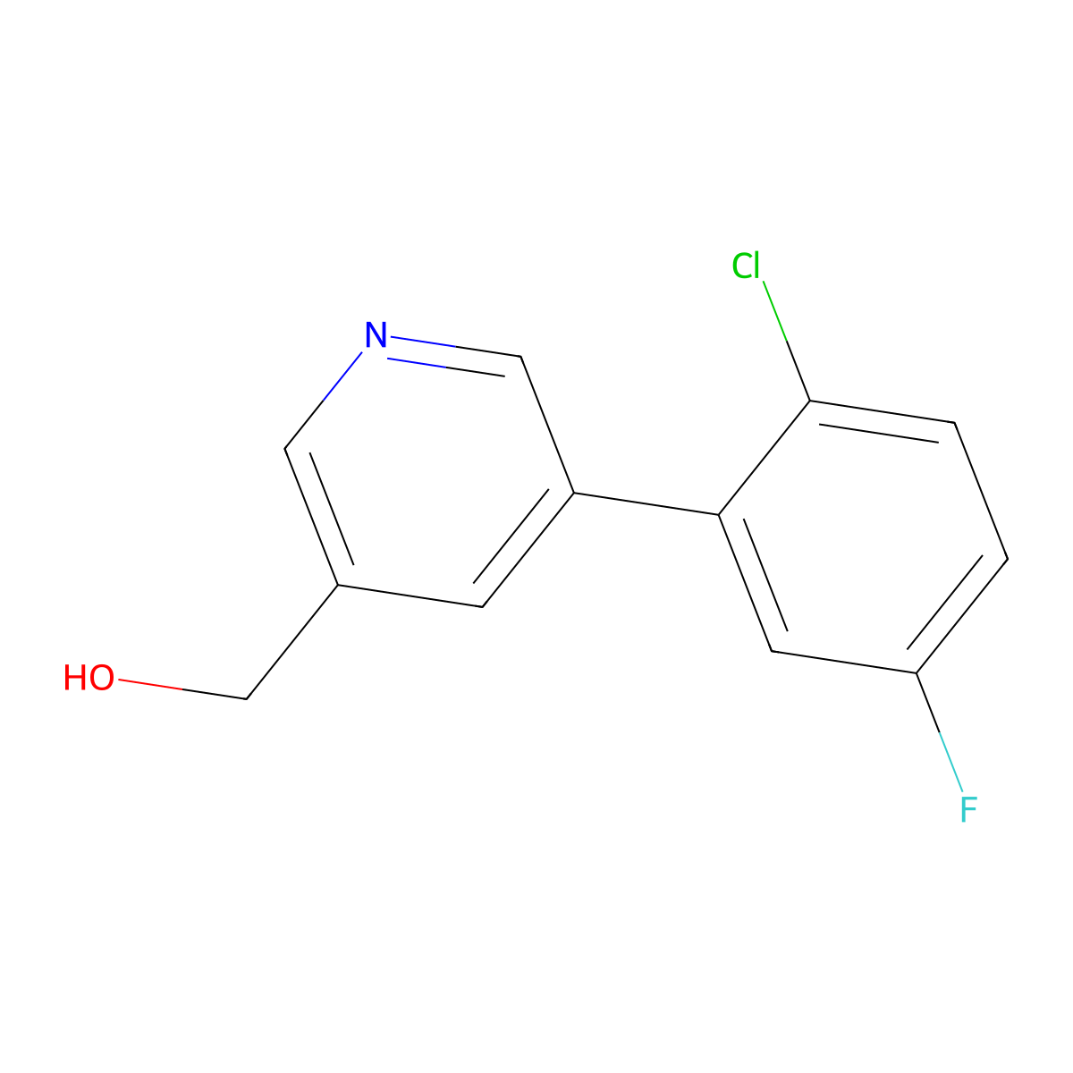 (5-(2-Chloro-5-fluorophenyl)pyridin-3-yl)methanol molecular structure, CAS 1346692-30-5