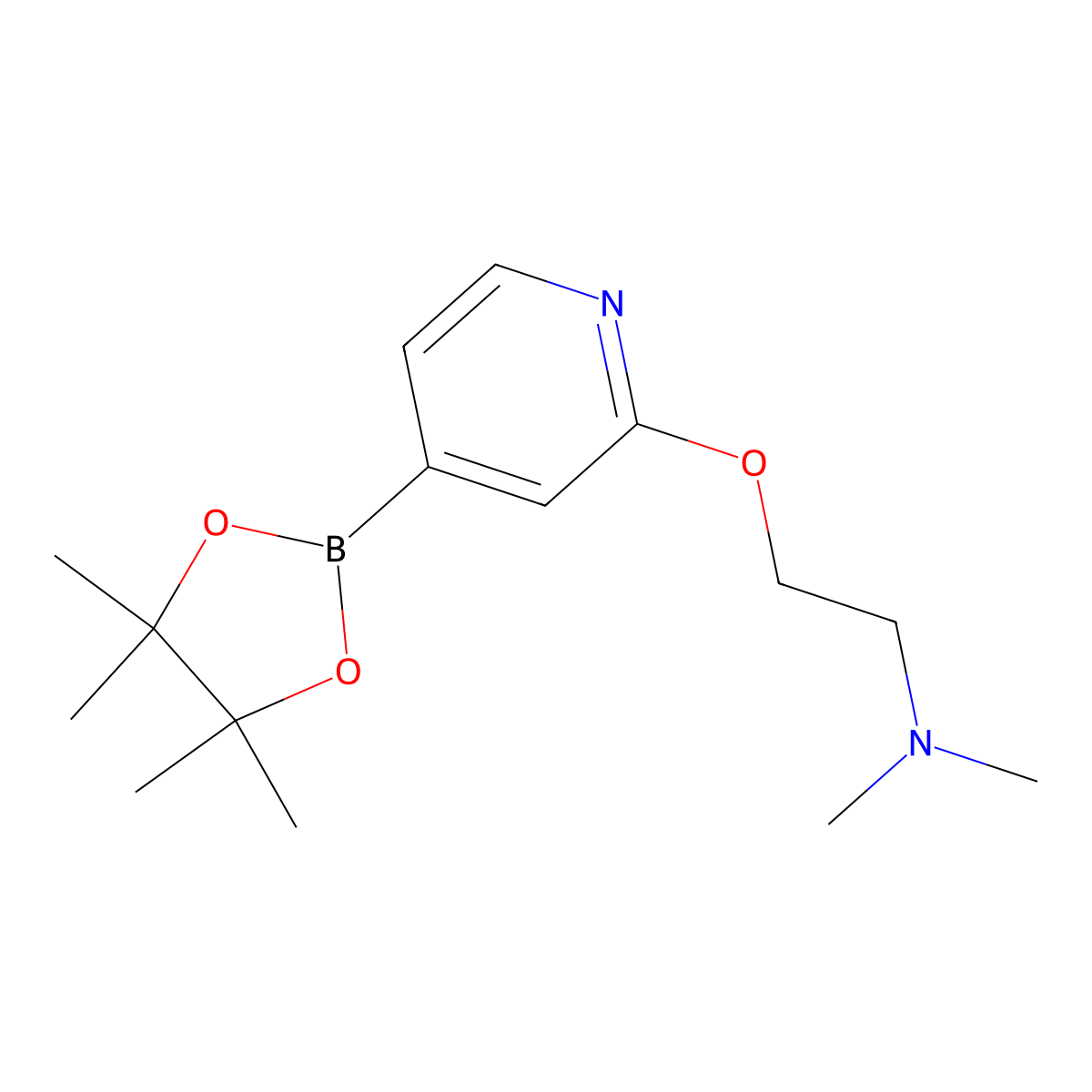 Dimethyl(2-{[4-(4,4,5,5-tetramethyl-1,3,2-dioxaborolan-2-yl)pyridin-2-yl]oxy}ethyl)amine molecular structure, CAS 1346697-29-7