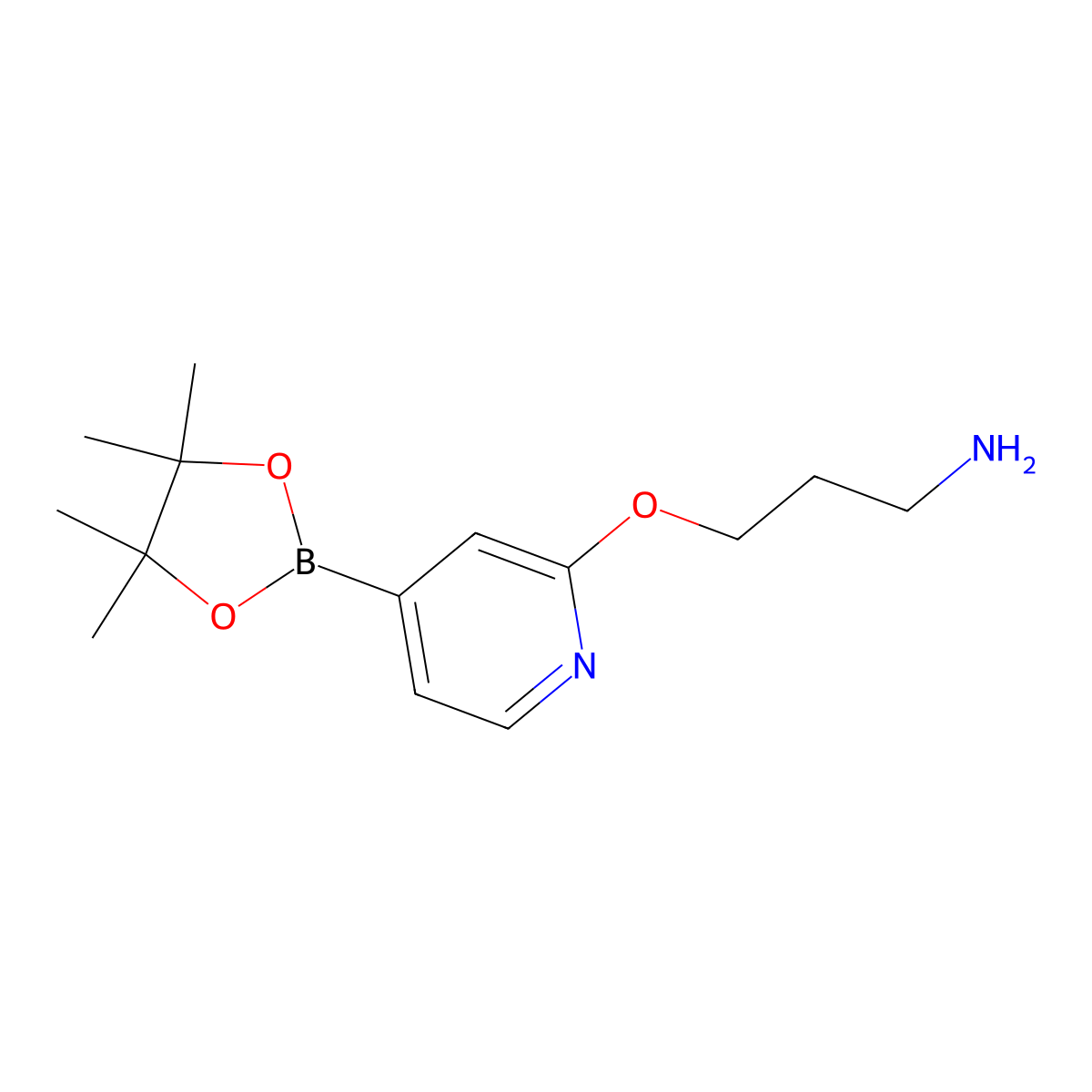 3-((4-(4,4,5,5-Tetramethyl-1,3,2-dioxaborolan-2-yl)pyridin-2-yl)oxy)propan-1-amine molecular structure, CAS 1346697-30-0