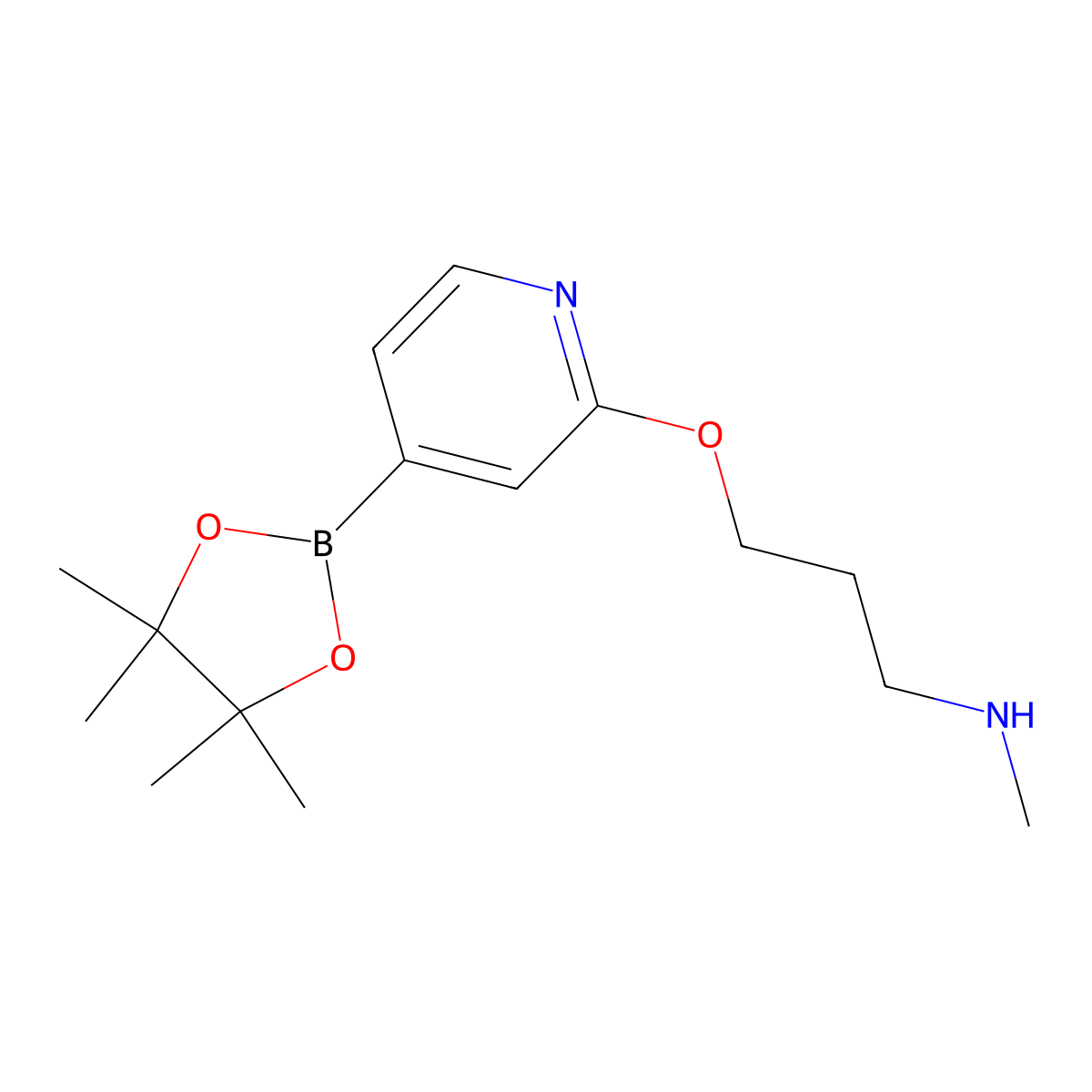 N-Methyl-3-((4-(4,4,5,5-tetramethyl-1,3,2-dioxaborolan-2-yl)pyridin-2-yl)oxy)propan-1-amine molecular structure, CAS 1346697-32-2