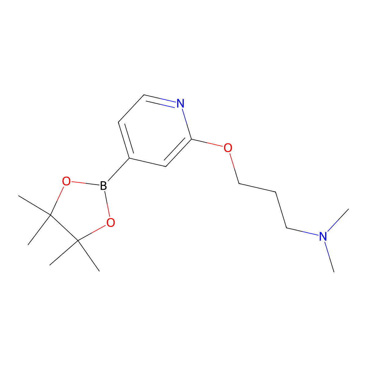 N,N-Dimethyl-3-((4-(4,4,5,5-tetramethyl-1,3,2-dioxaborolan-2-yl)pyridin-2-yl)oxy)propan-1-amine molecular structure, CAS 1346697-33-3