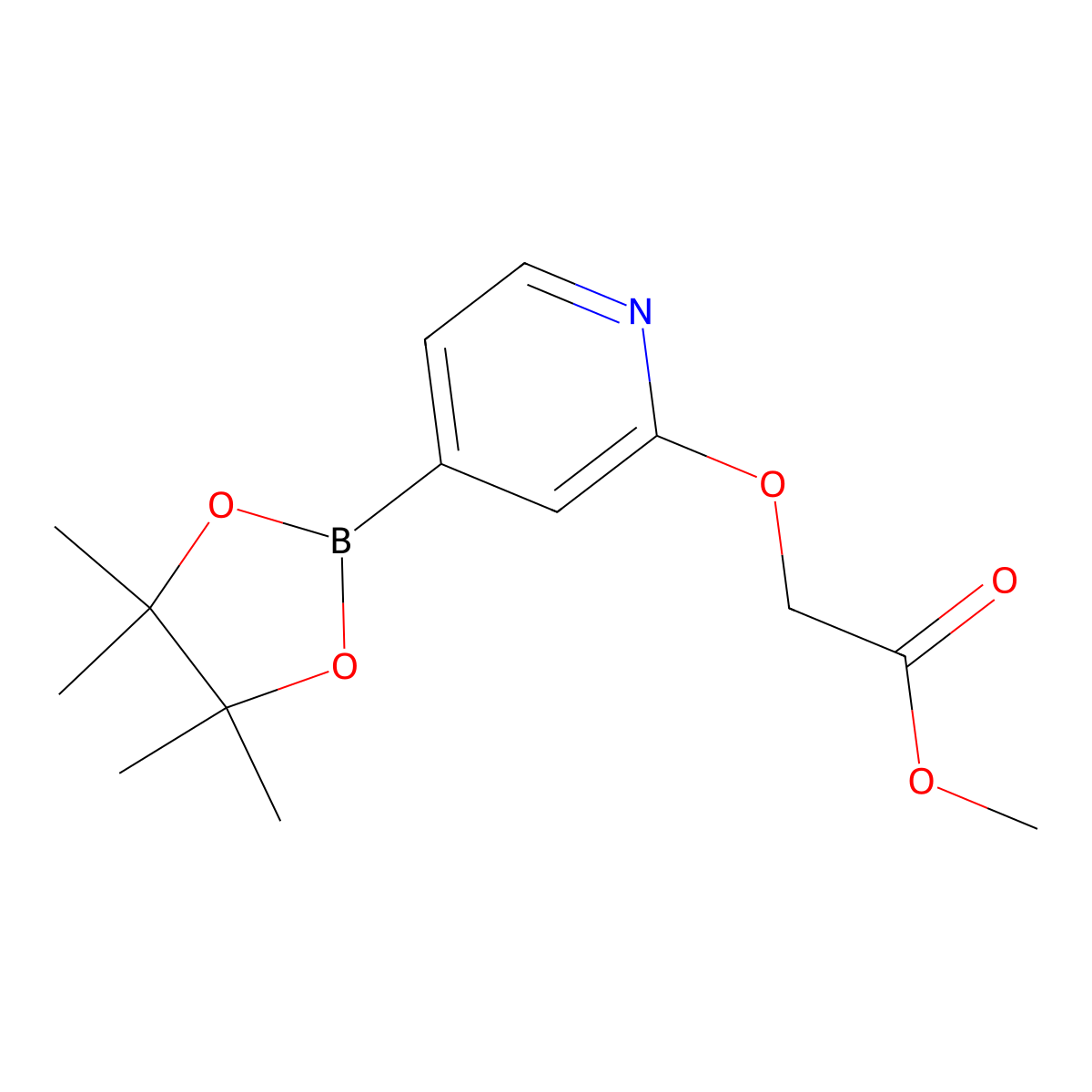 Methyl 2-((4-(4,4,5,5-tetramethyl-1,3,2-dioxaborolan-2-yl)pyridin-2-yl)oxy)acetate molecular structure, CAS 1346697-34-4