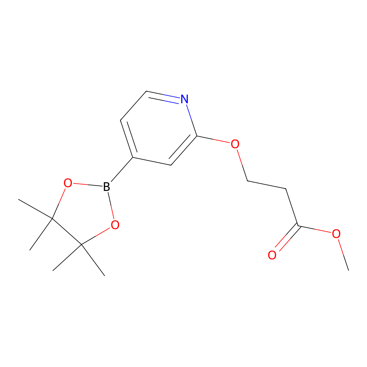 Methyl 3-((4-(4,4,5,5-tetramethyl-1,3,2-dioxaborolan-2-yl)pyridin-2-yl)oxy)propanoate molecular structure, CAS 1346697-36-6