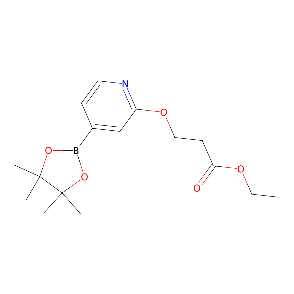 Ethyl 3-((4-(4,4,5,5-tetramethyl-1,3,2-dioxaborolan-2-yl)pyridin-2-yl)oxy)propanoate molecular structure, CAS 1346697-37-7