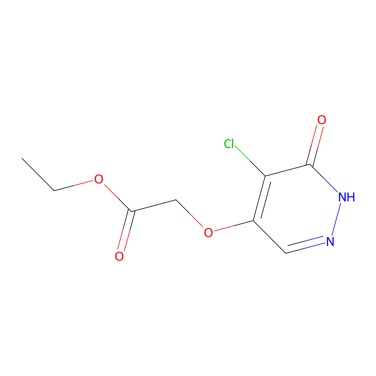 Ethyl 2-((5-chloro-6-oxo-1,6-dihydropyridazin-4-yl)oxy)acetate molecular structure, CAS 1346697-66-2