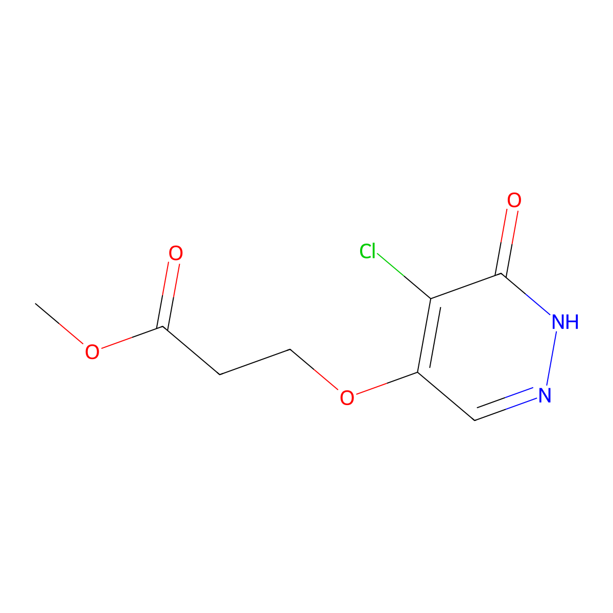 Methyl 3-((5-chloro-6-oxo-1,6-dihydropyridazin-4-yl)oxy)propanoate molecular structure, CAS 1346697-67-3