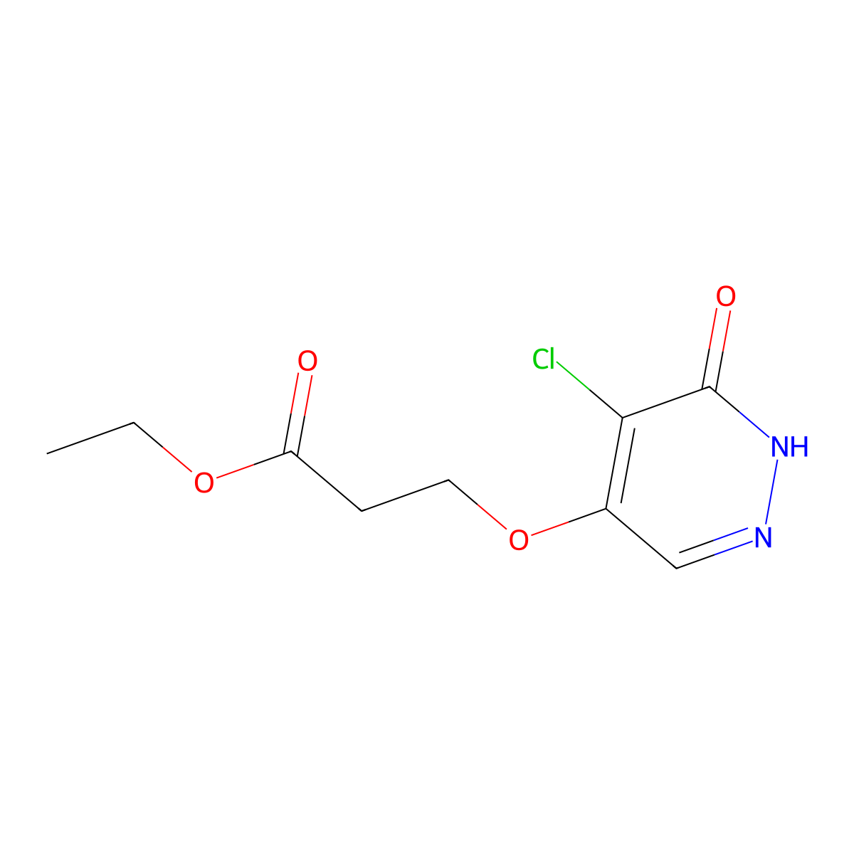 Ethyl 3-((5-chloro-6-oxo-1,6-dihydropyridazin-4-yl)oxy)propanoate molecular structure, CAS 1346697-68-4
