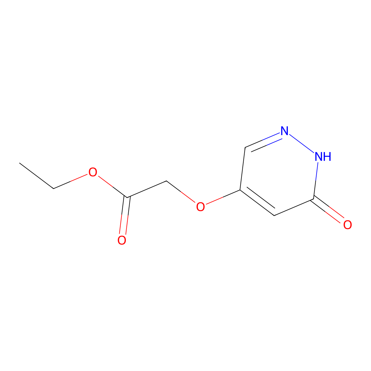 Ethyl 2-((6-oxo-1,6-dihydropyridazin-4-yl)oxy)acetate molecular structure, CAS 1346697-92-4