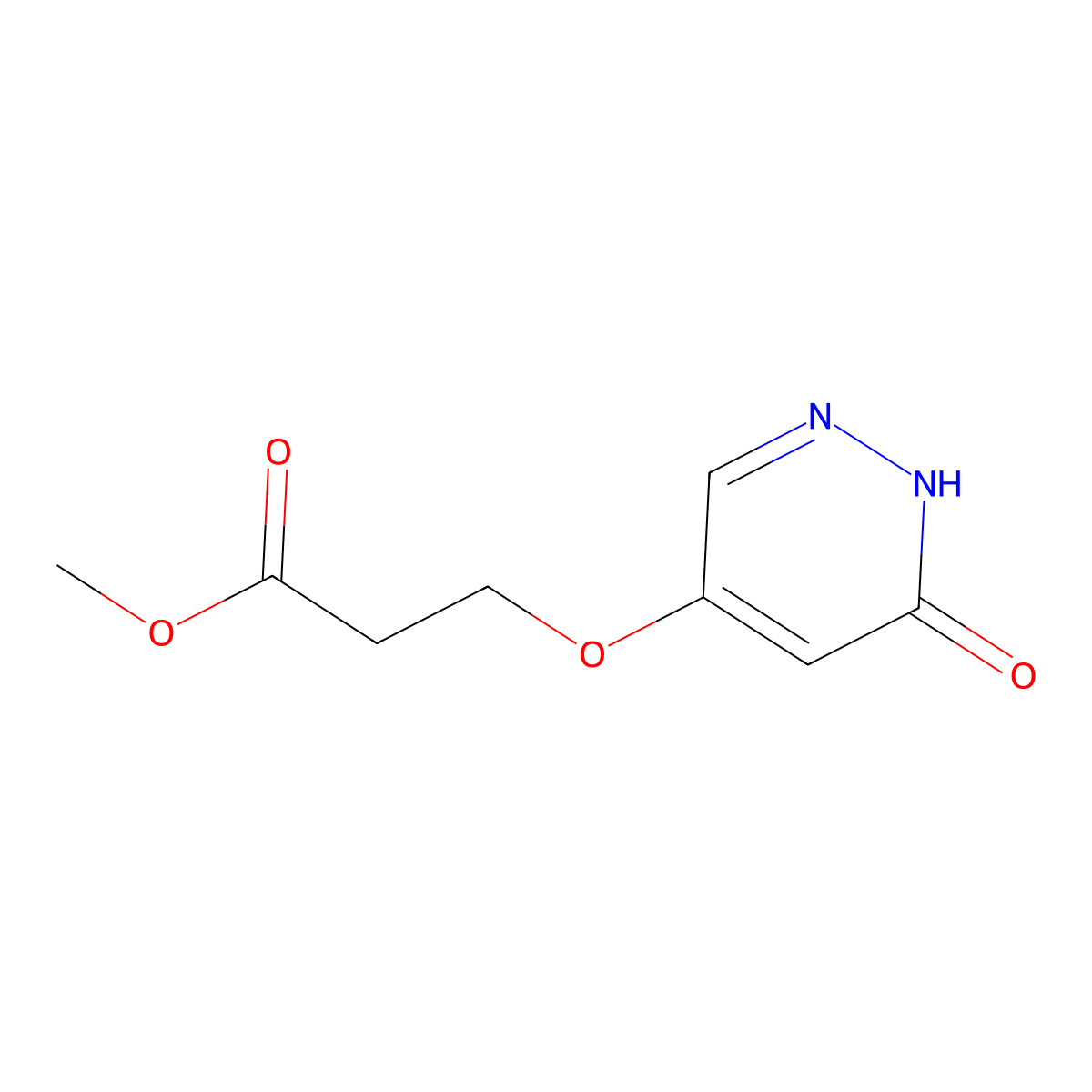 Methyl 3-((6-oxo-1,6-dihydropyridazin-4-yl)oxy)propanoate molecular structure, CAS 1346697-93-5