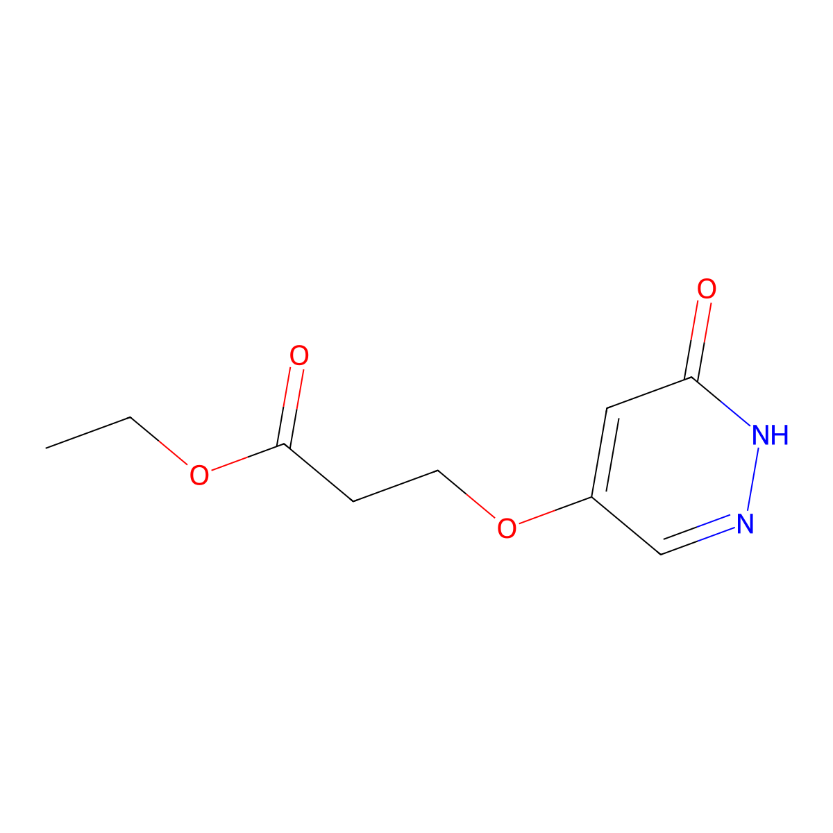Ethyl 3-((6-oxo-1,6-dihydropyridazin-4-yl)oxy)propanoate molecular structure, CAS 1346697-94-6