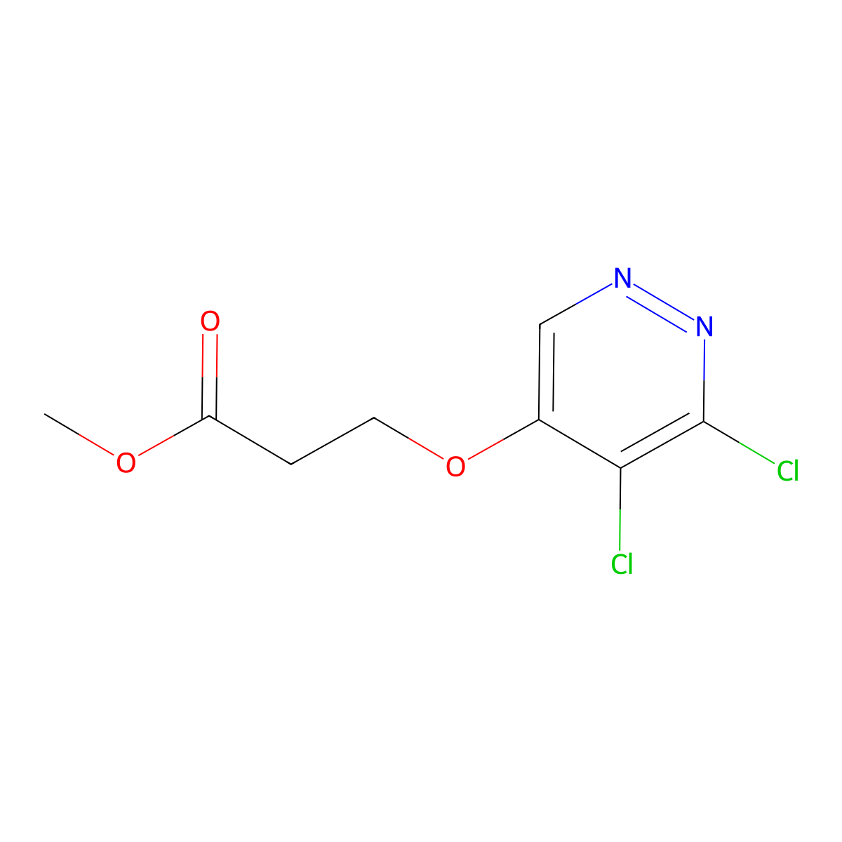 Methyl 3-((5,6-dichloropyridazin-4-yl)oxy)propanoate molecular structure, CAS 1346698-25-6