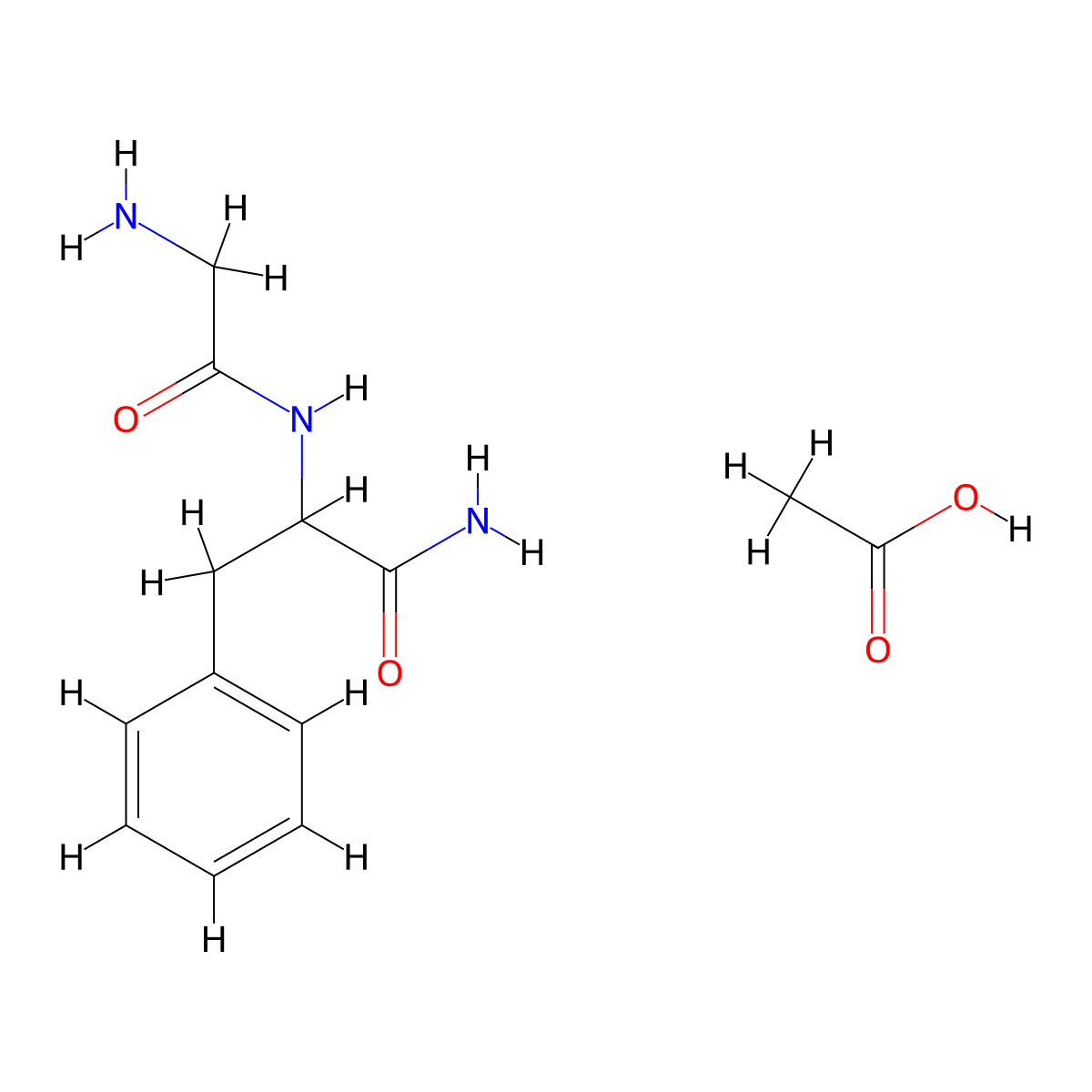 Glycylphenylalaninamide acetate(1:1) molecular structure, CAS 13467-26-0