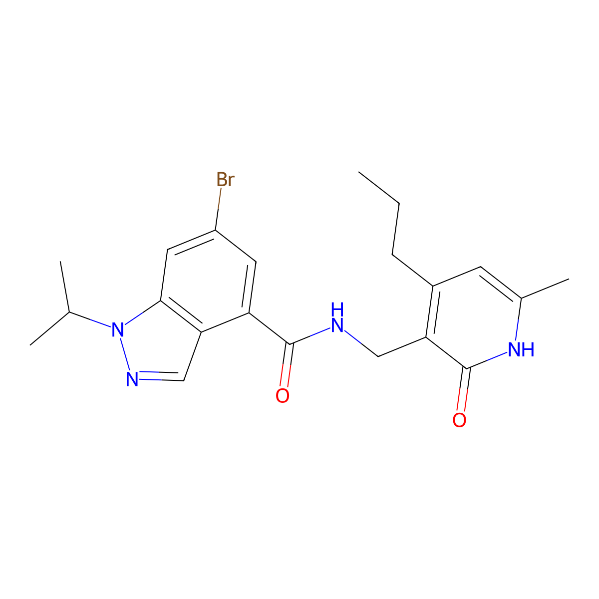 6-bromo-1-(1-methylethyl)-N-[(6-methyl-2-oxo-4-propyl-1,2-dihydro-3-pyridinyl)methyl]-1H-indazole-4-carboxamide molecular structure, CAS 1346702-61-1