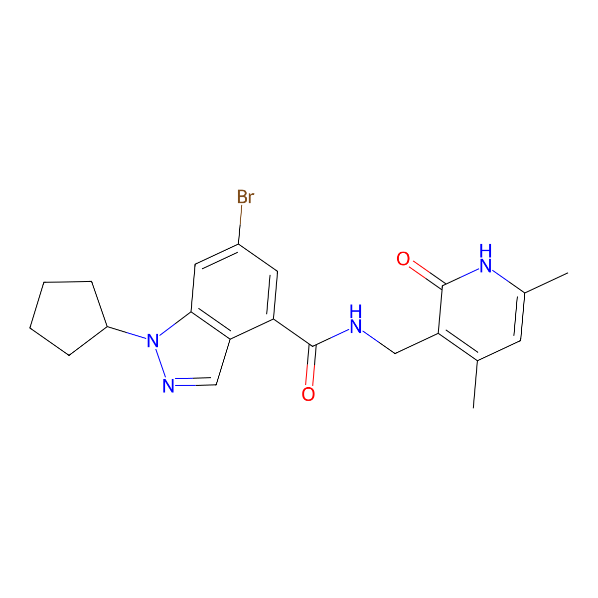 6-bromo-1-cyclopentyl-N-[(4,6-dimethyl-2-oxo-1,2-dihydropyridin-3-yl)methyl]-1H-indazole-4-carboxamide molecular structure, CAS 1346703-22-7