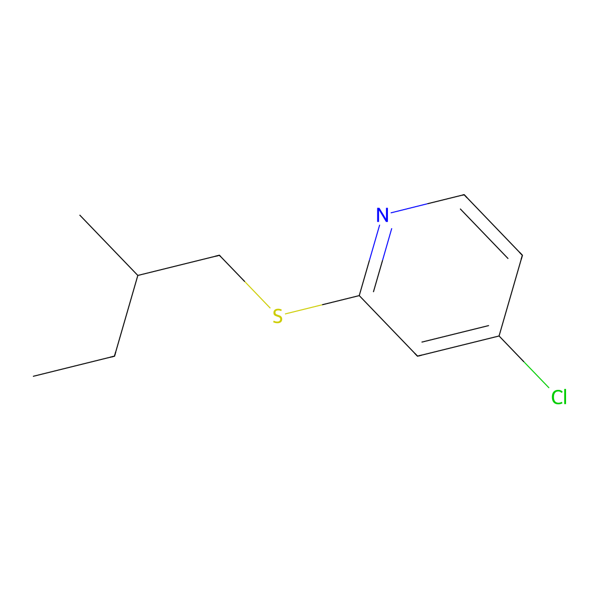4-Chloro-2-((2-methylbutyl)thio)pyridine molecular structure, CAS 1346707-31-0