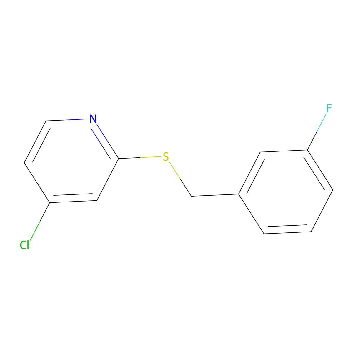 4-Chloro-2-((3-fluorobenzyl)thio)pyridine molecular structure, CAS 1346707-44-5