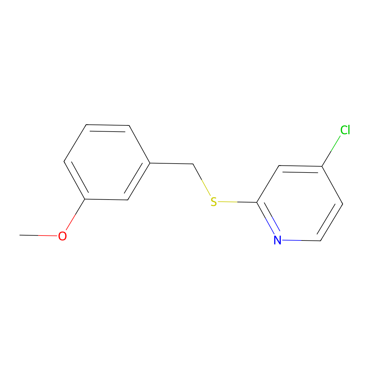 4-Chloro-2-((3-methoxybenzyl)thio)pyridine molecular structure, CAS 1346707-47-8