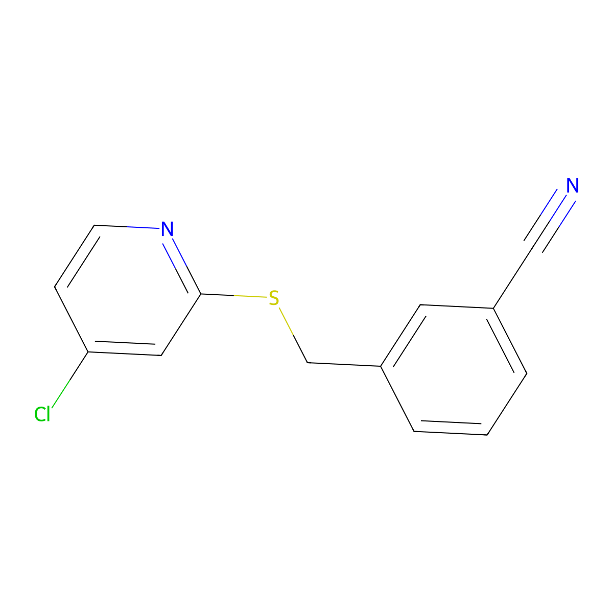 3-(((4-Chloropyridin-2-yl)thio)methyl)benzonitrile molecular structure, CAS 1346707-55-8