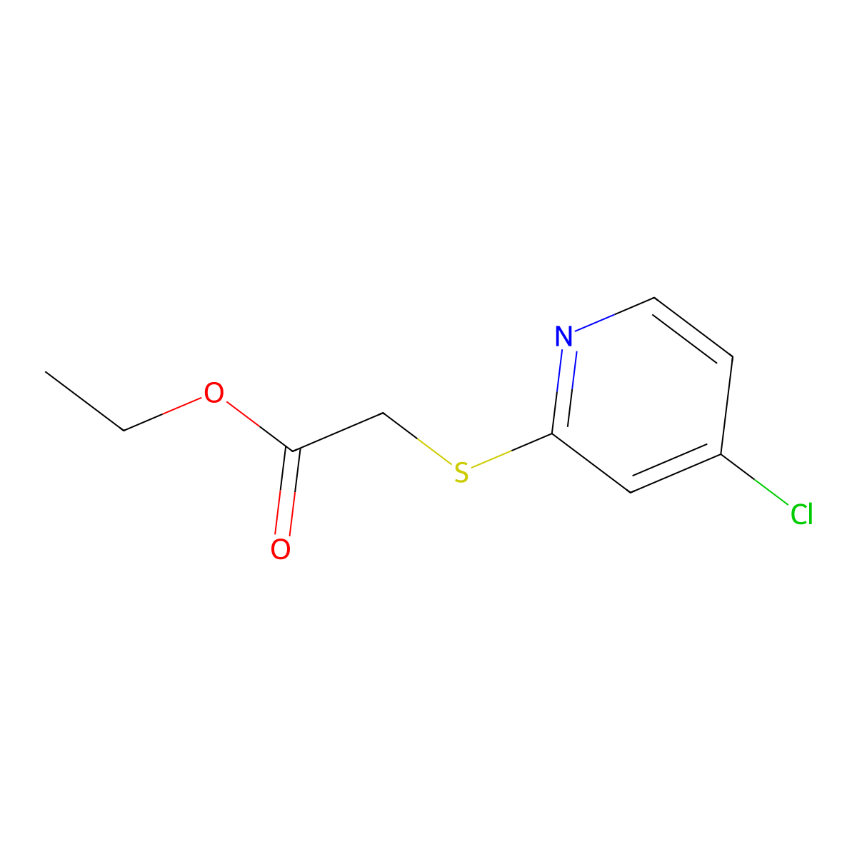 Ethyl 2-((4-chloropyridin-2-yl)thio)acetate molecular structure, CAS 1346707-71-8