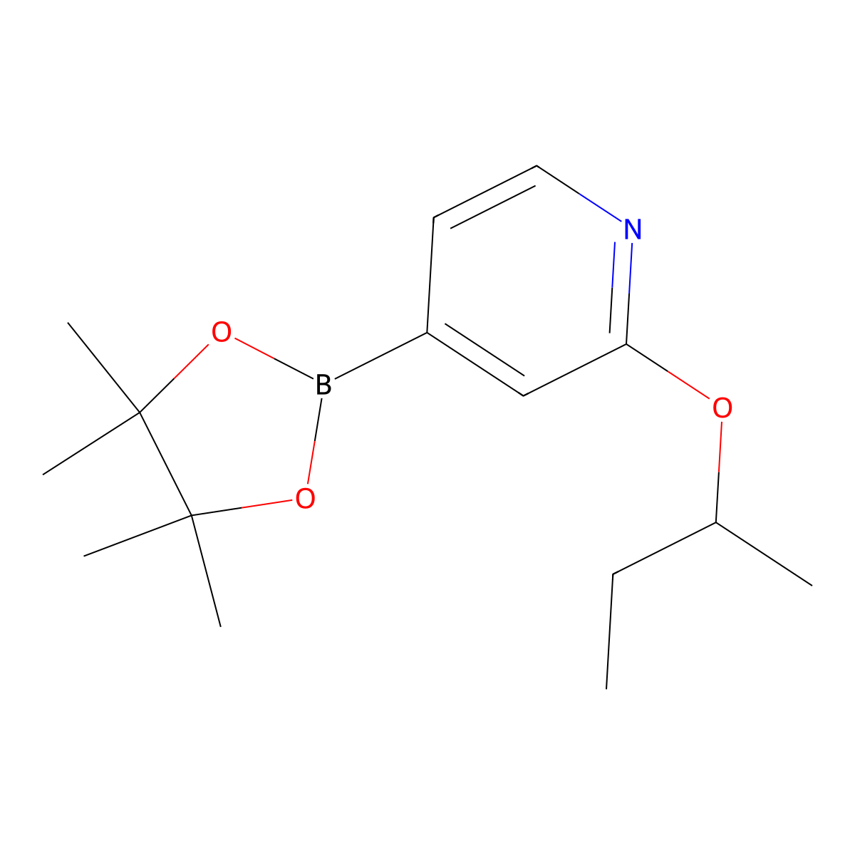 2-(sec-Butoxy)-4-(4,4,5,5-tetramethyl-1,3,2-dioxaborolan-2-yl)pyridine molecular structure, CAS 1346707-88-7