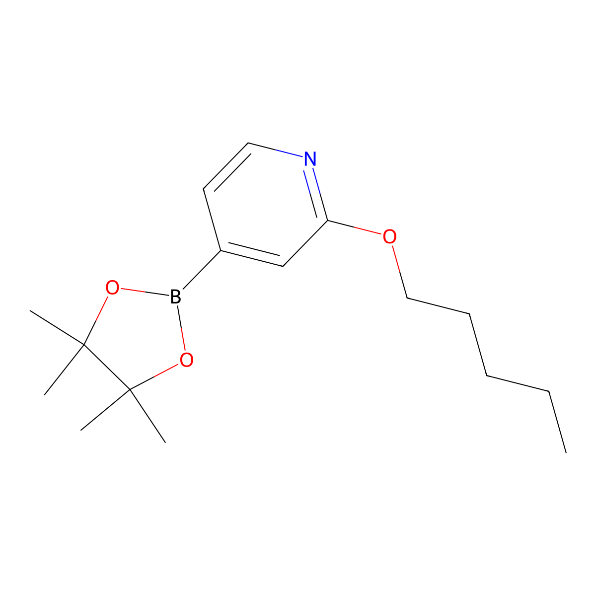 2-(Pentyloxy)-4-(4,4,5,5-tetramethyl-1,3,2-dioxaborolan-2-yl)pyridine molecular structure, CAS 1346707-89-8