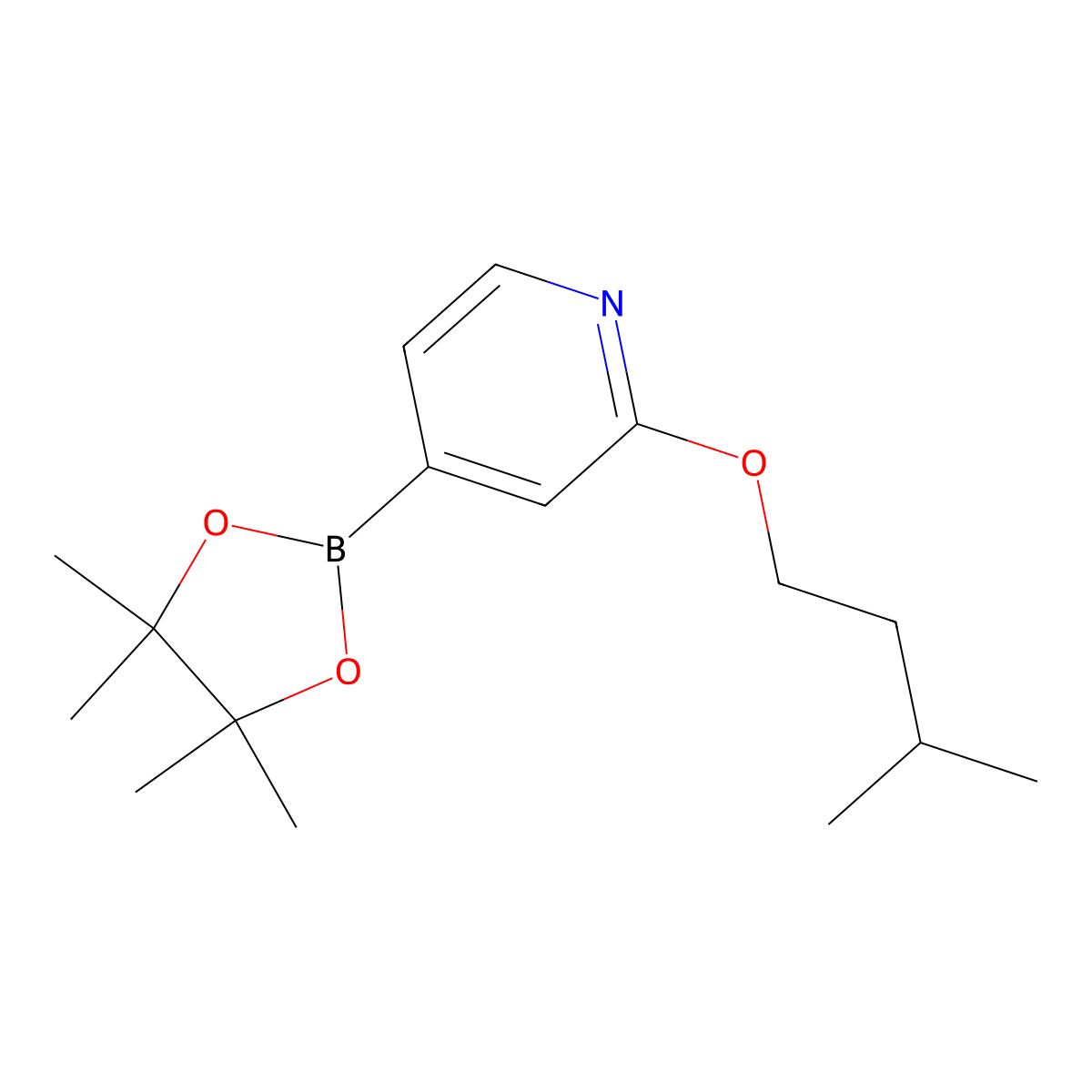 2-(Isopentyloxy)-4-(4,4,5,5-tetramethyl-1,3,2-dioxaborolan-2-yl)pyridine molecular structure, CAS 1346707-90-1