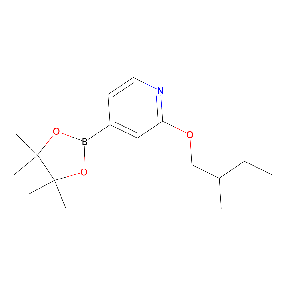 2-(2-Methylbutoxy)-4-(4,4,5,5-tetramethyl-1,3,2-dioxaborolan-2-yl)pyridine molecular structure, CAS 1346707-91-2