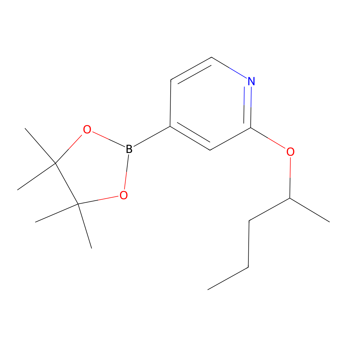 2-(Pentan-2-yloxy)-4-(4,4,5,5-tetramethyl-1,3,2-dioxaborolan-2-yl)pyridine molecular structure, CAS 1346707-92-3