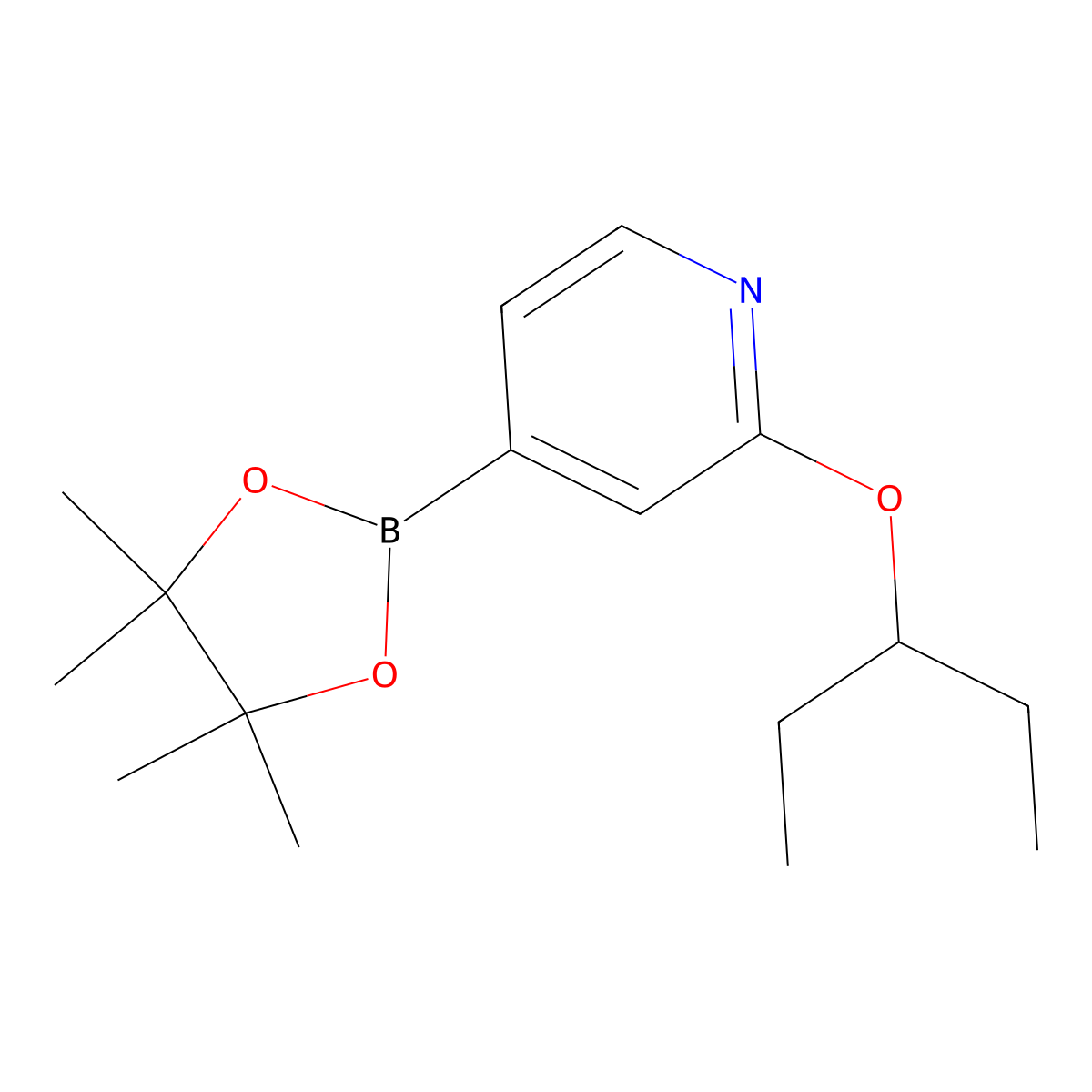 2-(Pentan-3-yloxy)-4-(4,4,5,5-tetramethyl-1,3,2-dioxaborolan-2-yl)pyridine molecular structure, CAS 1346707-93-4
