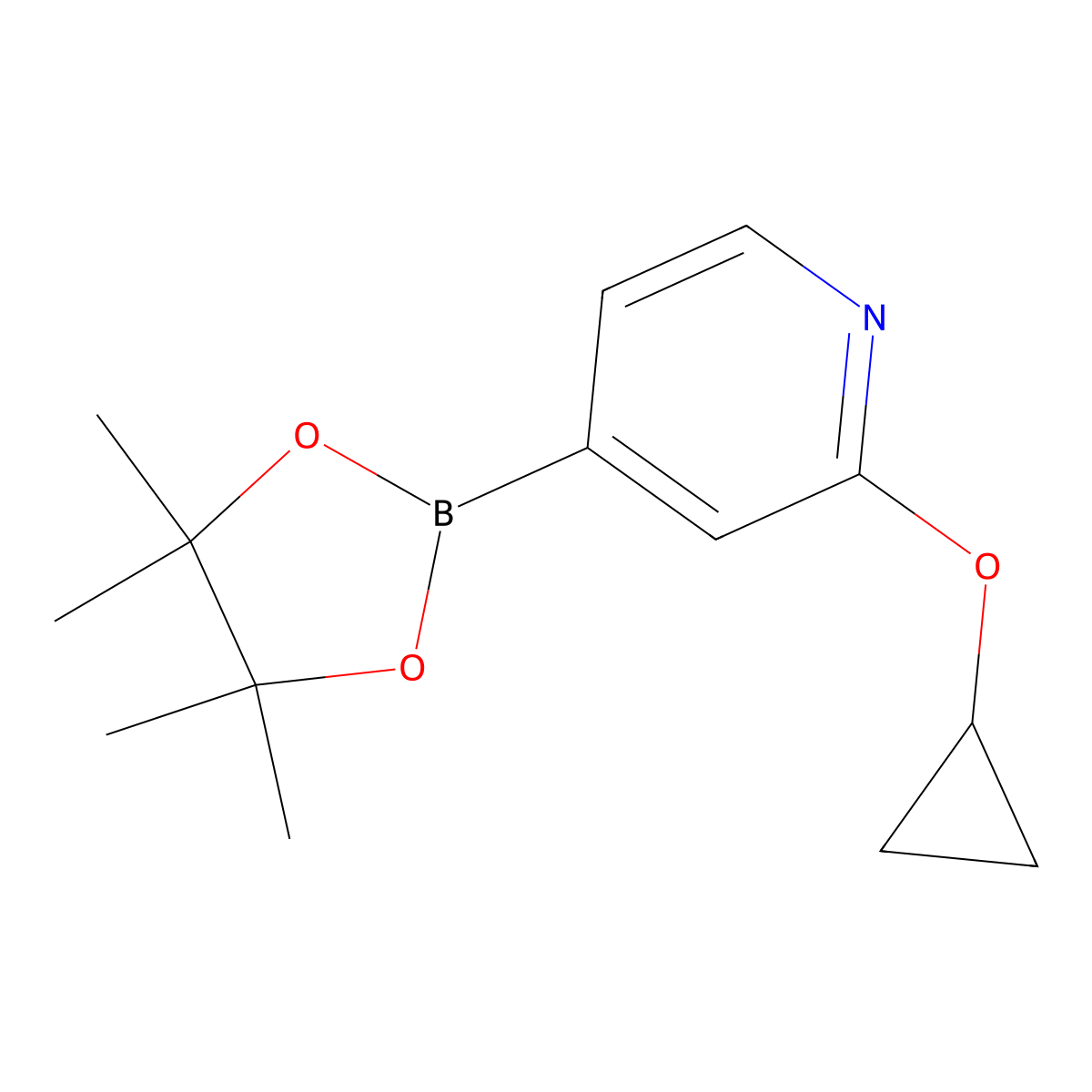 2-Cyclopropoxy-4-(4,4,5,5-tetramethyl-1,3,2-dioxaborolan-2-yl)pyridine molecular structure, CAS 1346707-95-6