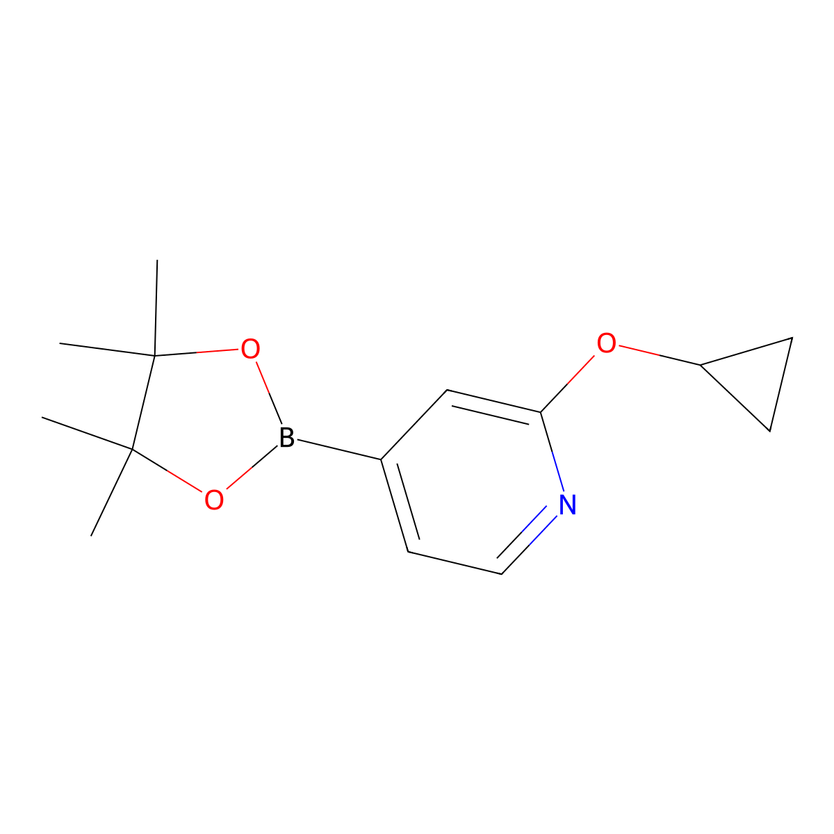 2-Cyclopropoxy-4-(4,4,5,5-tetramethyl-1,3,2-dioxaborolan-2-yl)pyridine molecular structure, CAS 1346707-95-6