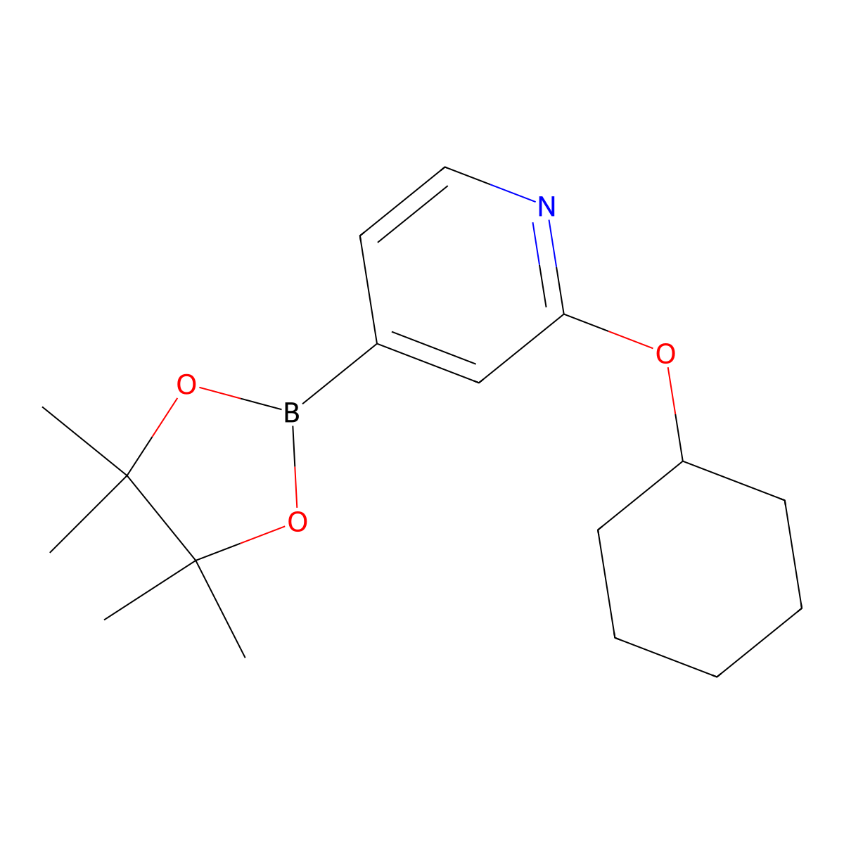 2-(Cyclohexyloxy)-4-(4,4,5,5-tetramethyl-1,3,2-dioxaborolan-2-yl)pyridine molecular structure, CAS 1346707-98-9