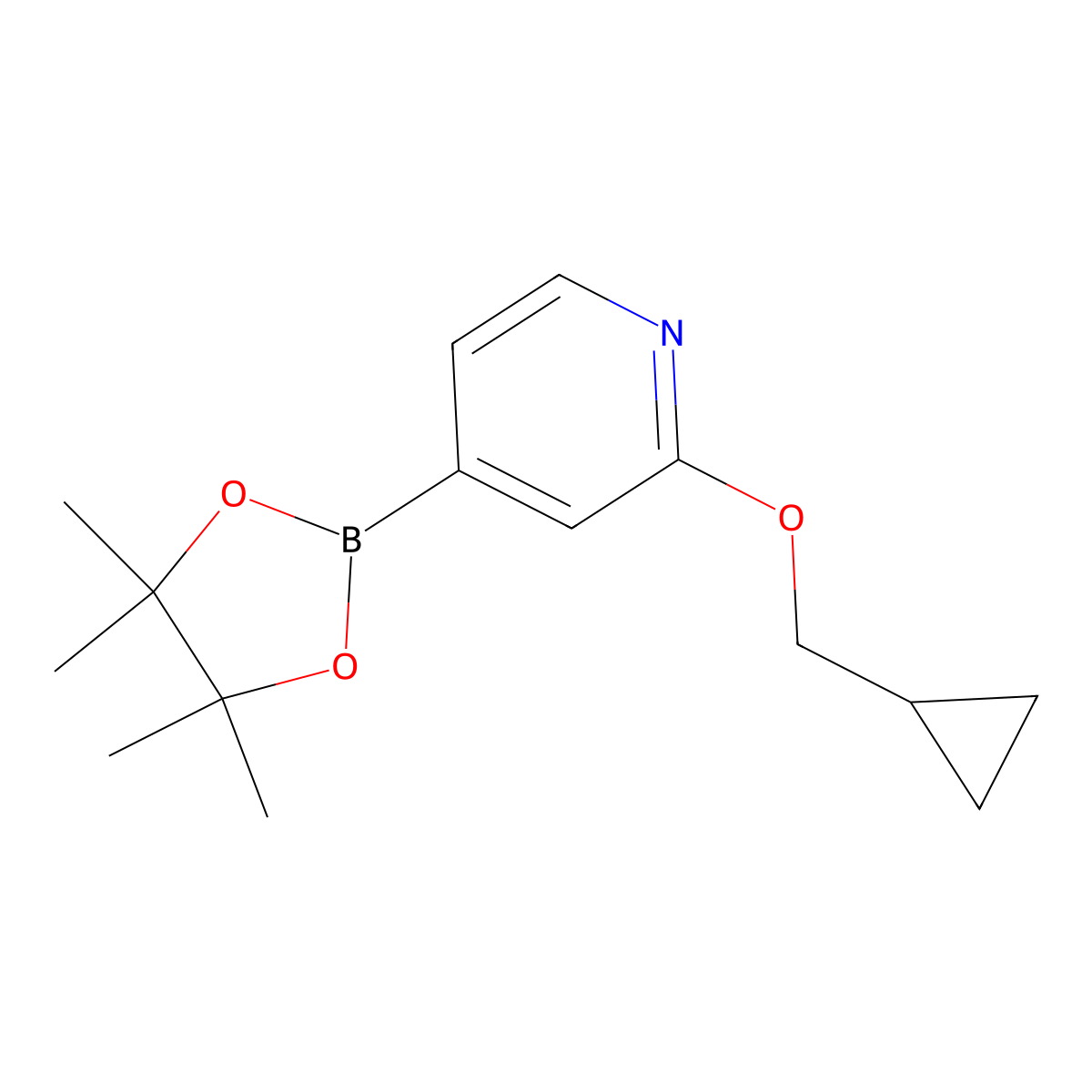 2-(Cyclopropylmethoxy)-4-(4,4,5,5-tetramethyl-1,3,2-dioxaborolan-2-yl)pyridine molecular structure, CAS 1346707-99-0