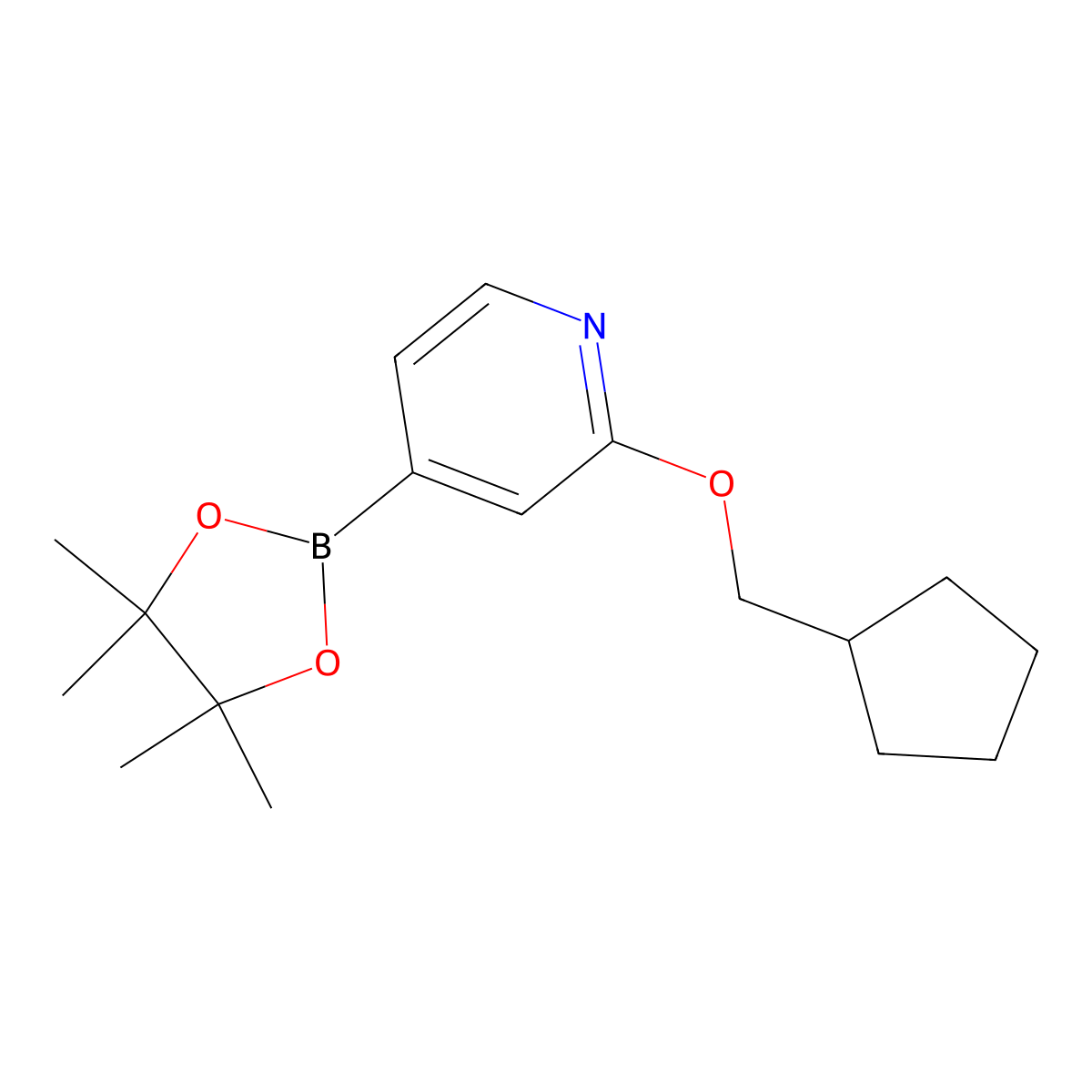 2-(Cyclopentylmethoxy)-4-(4,4,5,5-tetramethyl-1,3,2-dioxaborolan-2-yl)pyridine molecular structure, CAS 1346708-01-7