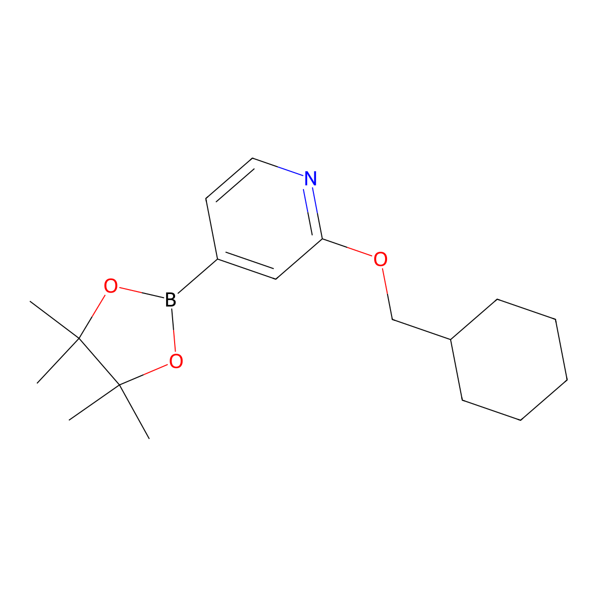 2-(Cyclohexylmethoxy)-4-(4,4,5,5-tetramethyl-1,3,2-dioxaborolan-2-yl)pyridine molecular structure, CAS 1346708-02-8
