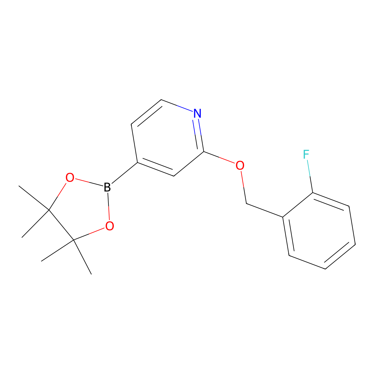 2-((2-Fluorobenzyl)oxy)-4-(4,4,5,5-tetramethyl-1,3,2-dioxaborolan-2-yl)pyridine molecular structure, CAS 1346708-03-9