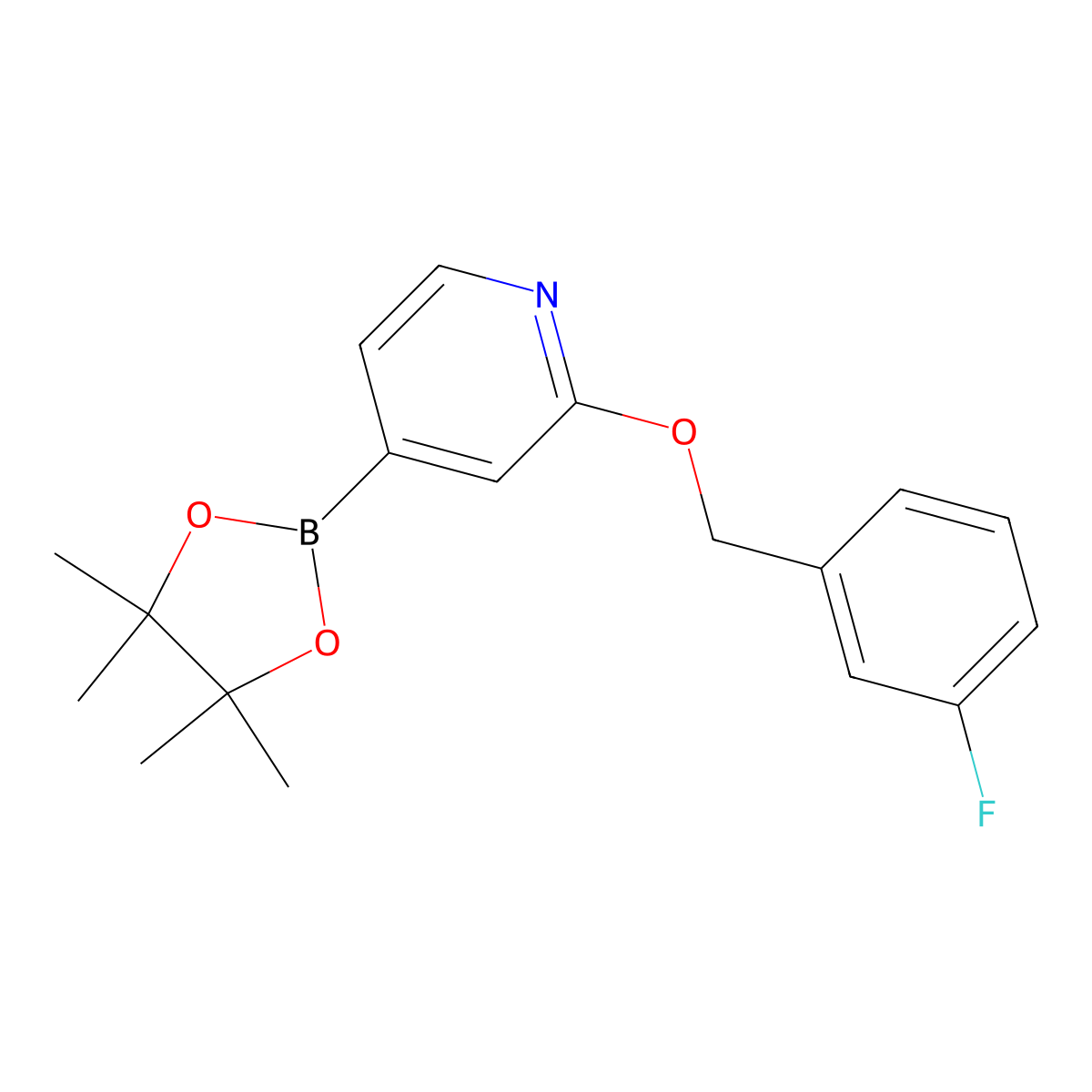 2-((3-Fluorobenzyl)oxy)-4-(4,4,5,5-tetramethyl-1,3,2-dioxaborolan-2-yl)pyridine molecular structure, CAS 1346708-04-0