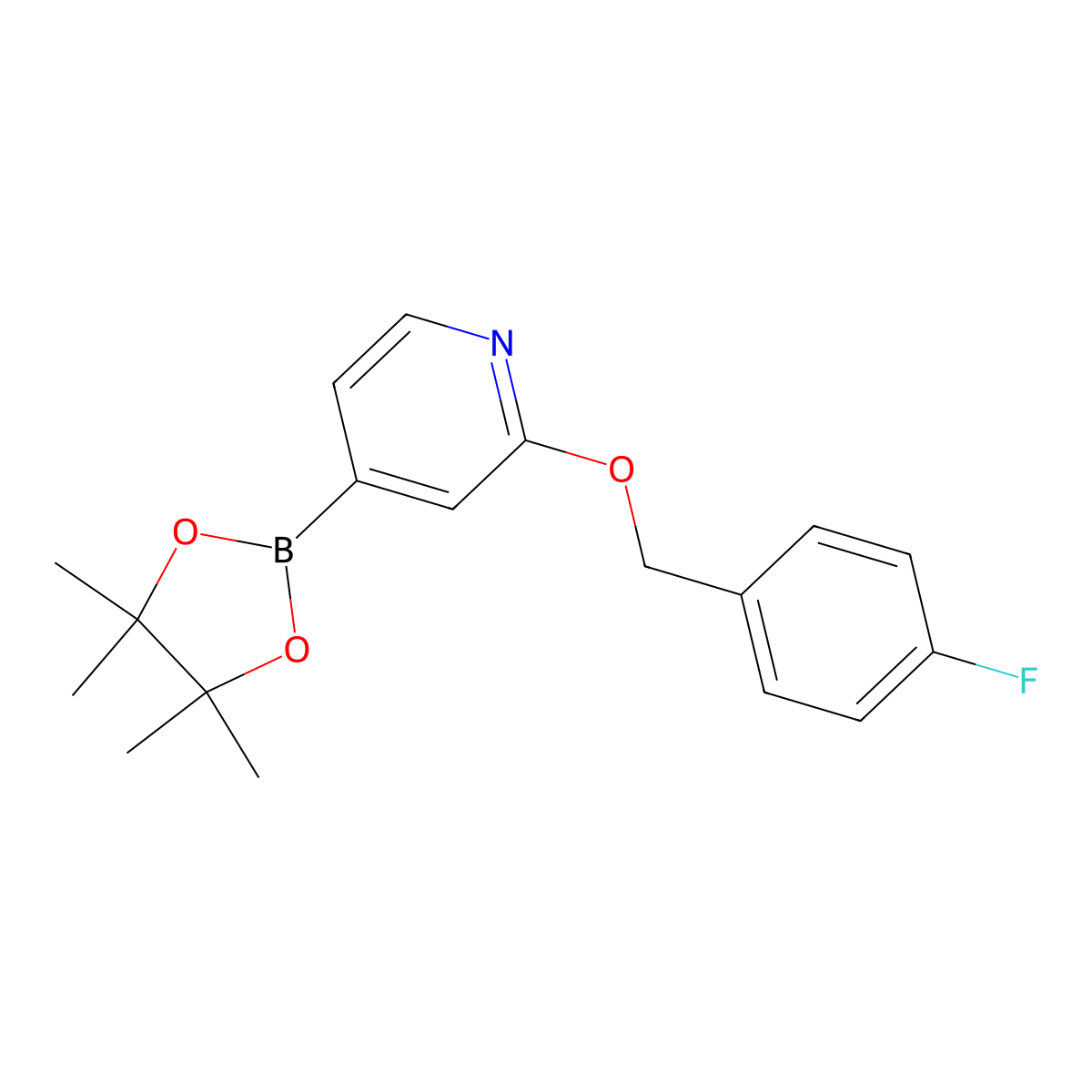 2-((4-Fluorobenzyl)oxy)-4-(4,4,5,5-tetramethyl-1,3,2-dioxaborolan-2-yl)pyridine molecular structure, CAS 1346708-05-1