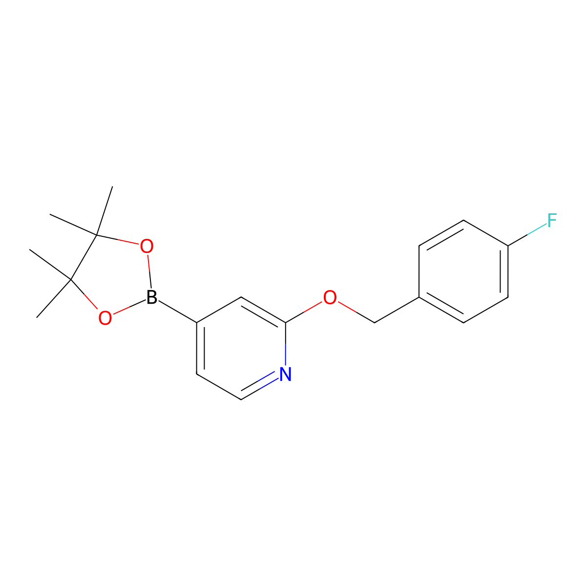 2-((4-Fluorobenzyl)oxy)-4-(4,4,5,5-tetramethyl-1,3,2-dioxaborolan-2-yl)pyridine molecular structure, CAS 1346708-05-1