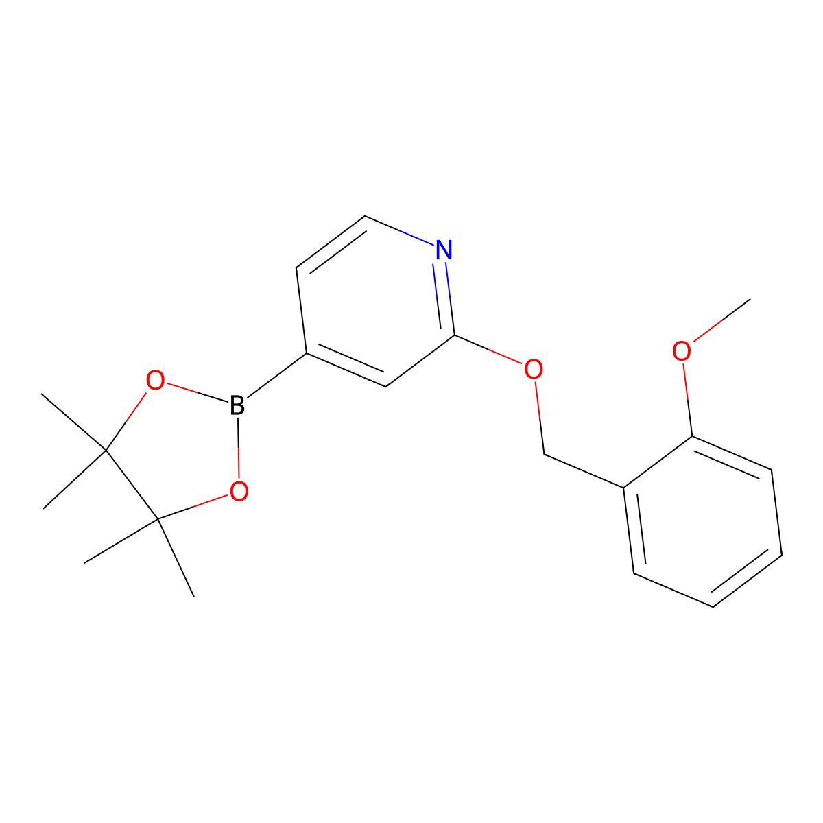2-((2-Methoxybenzyl)oxy)-4-(4,4,5,5-tetramethyl-1,3,2-dioxaborolan-2-yl)pyridine molecular structure, CAS 1346708-06-2
