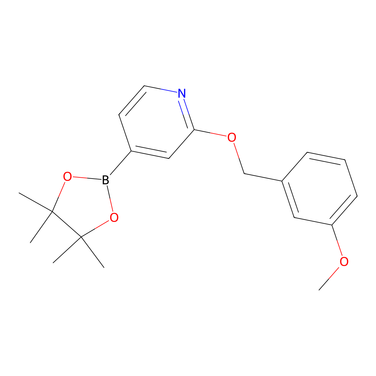 2-((3-Methoxybenzyl)oxy)-4-(4,4,5,5-tetramethyl-1,3,2-dioxaborolan-2-yl)pyridine molecular structure, CAS 1346708-07-3