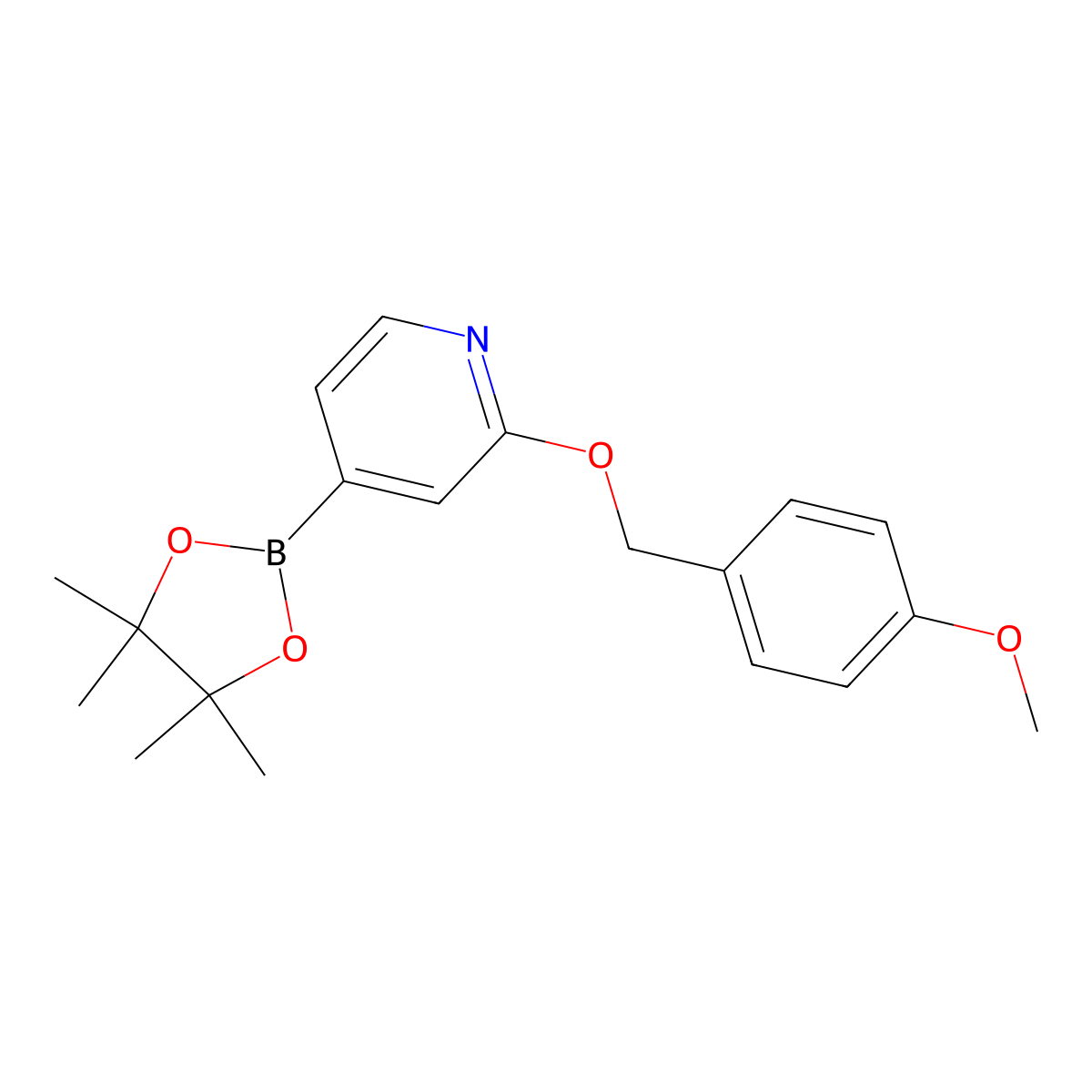 2-((4-Methoxybenzyl)oxy)-4-(4,4,5,5-tetramethyl-1,3,2-dioxaborolan-2-yl)pyridine molecular structure, CAS 1346708-08-4